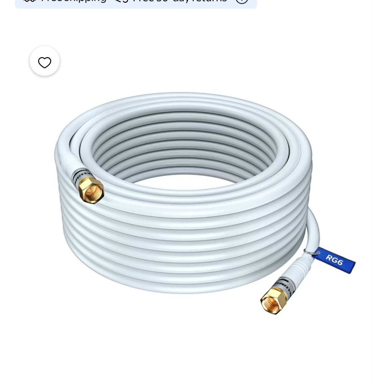 RG6 Coaxial Cable 100ft White